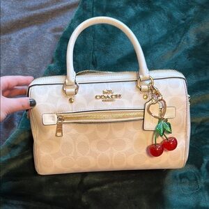 Coach Cream Satchel with Cherry Charm